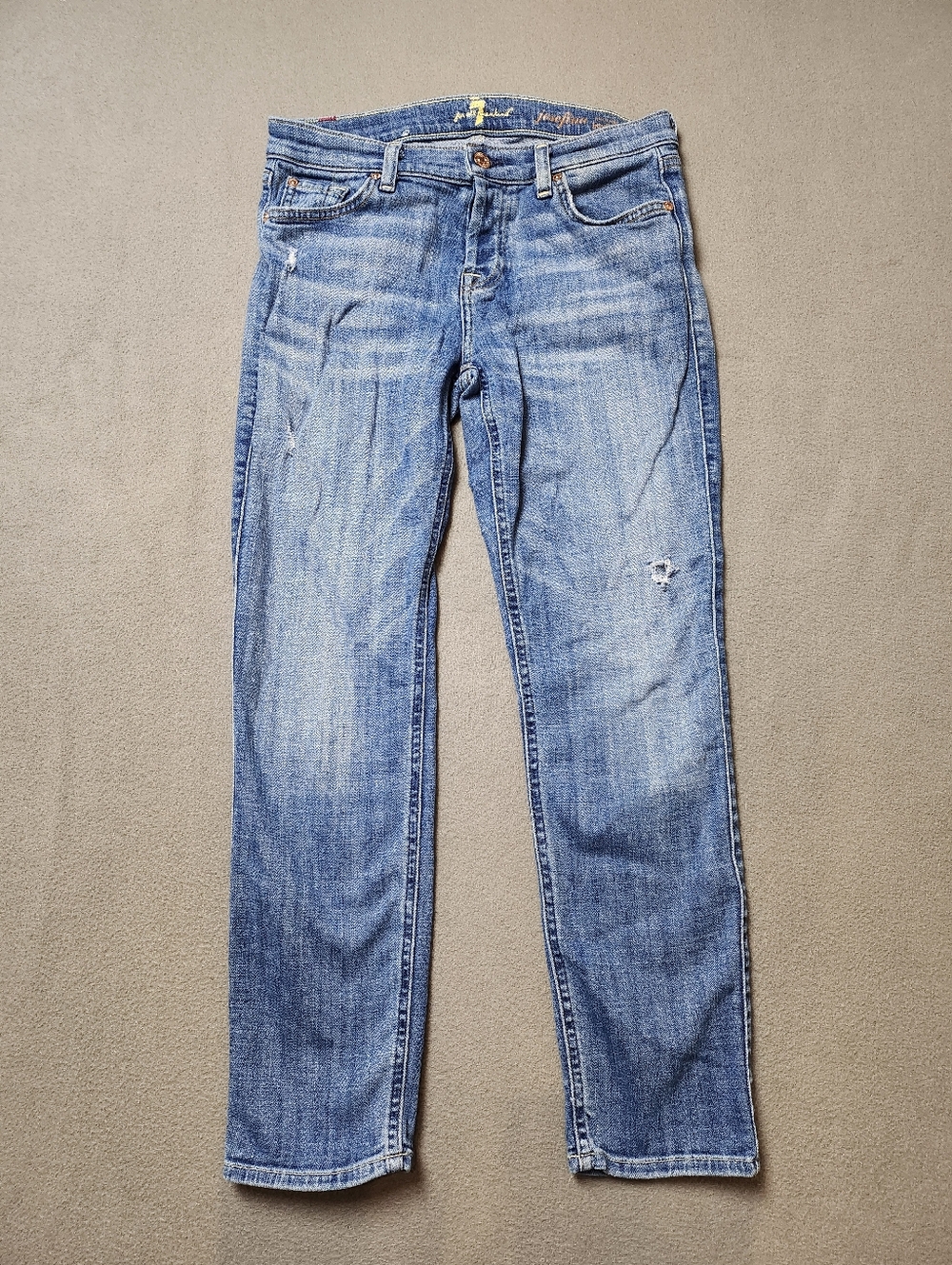 7 For All Mankind Josefina Skinny Boyfriend Jean Size 25 7FAM Distressed